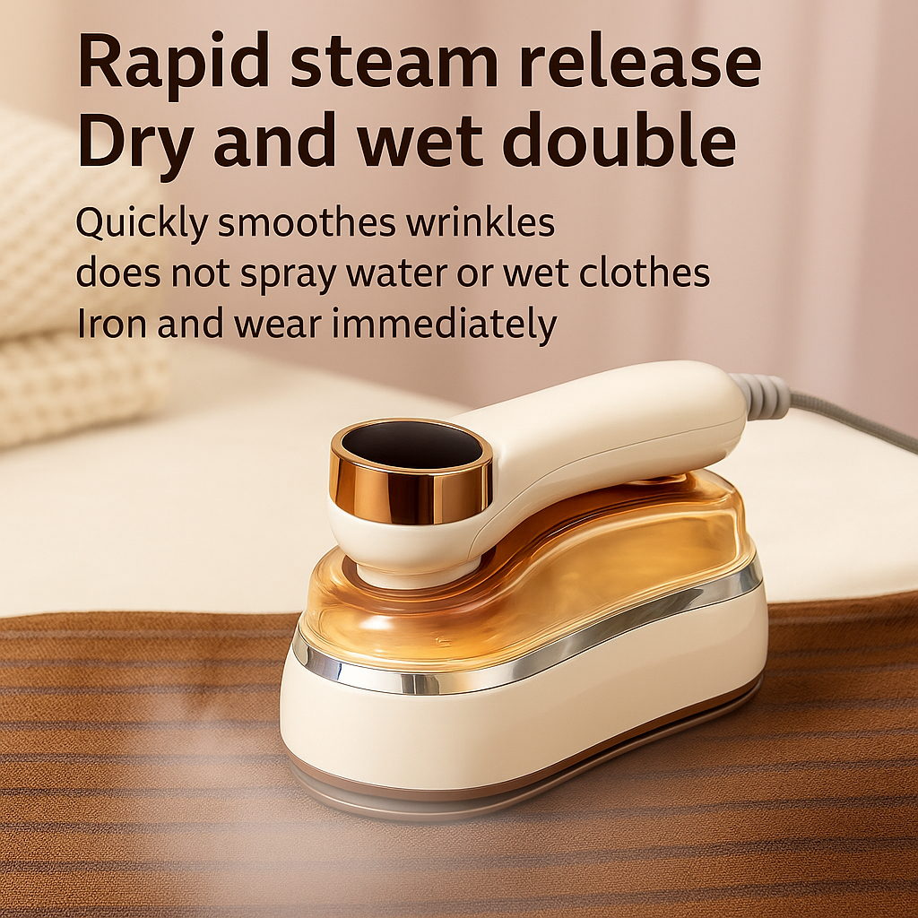 Mini Steam Iron – Foldable Handheld Travel Steamer with Ceramic Plate