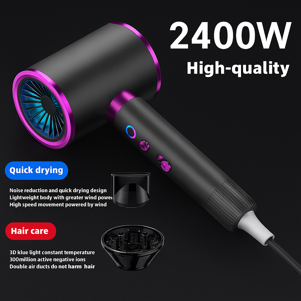 NovaSteam™ Ionic Hair Dryer – 2400W / 800W / LED Edition – Fast Drying, Foldable & Powerful for Salon & Home