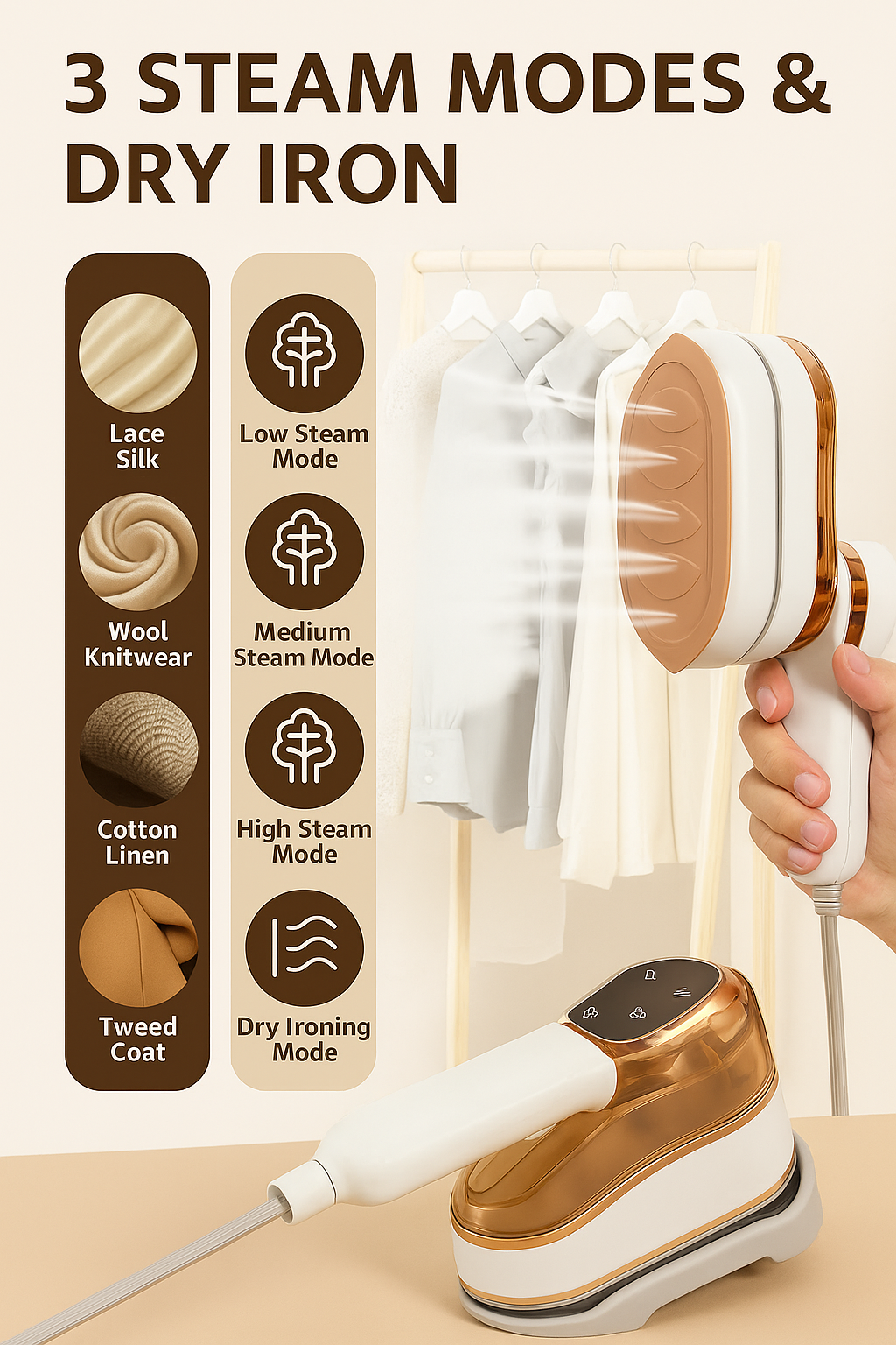 Mini Steam Iron – Foldable Handheld Travel Steamer with Ceramic Plate