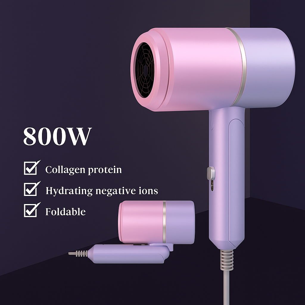 NovaSteam™ Ionic Hair Dryer – 2400W / 800W / LED Edition – Fast Drying, Foldable & Powerful for Salon & Home