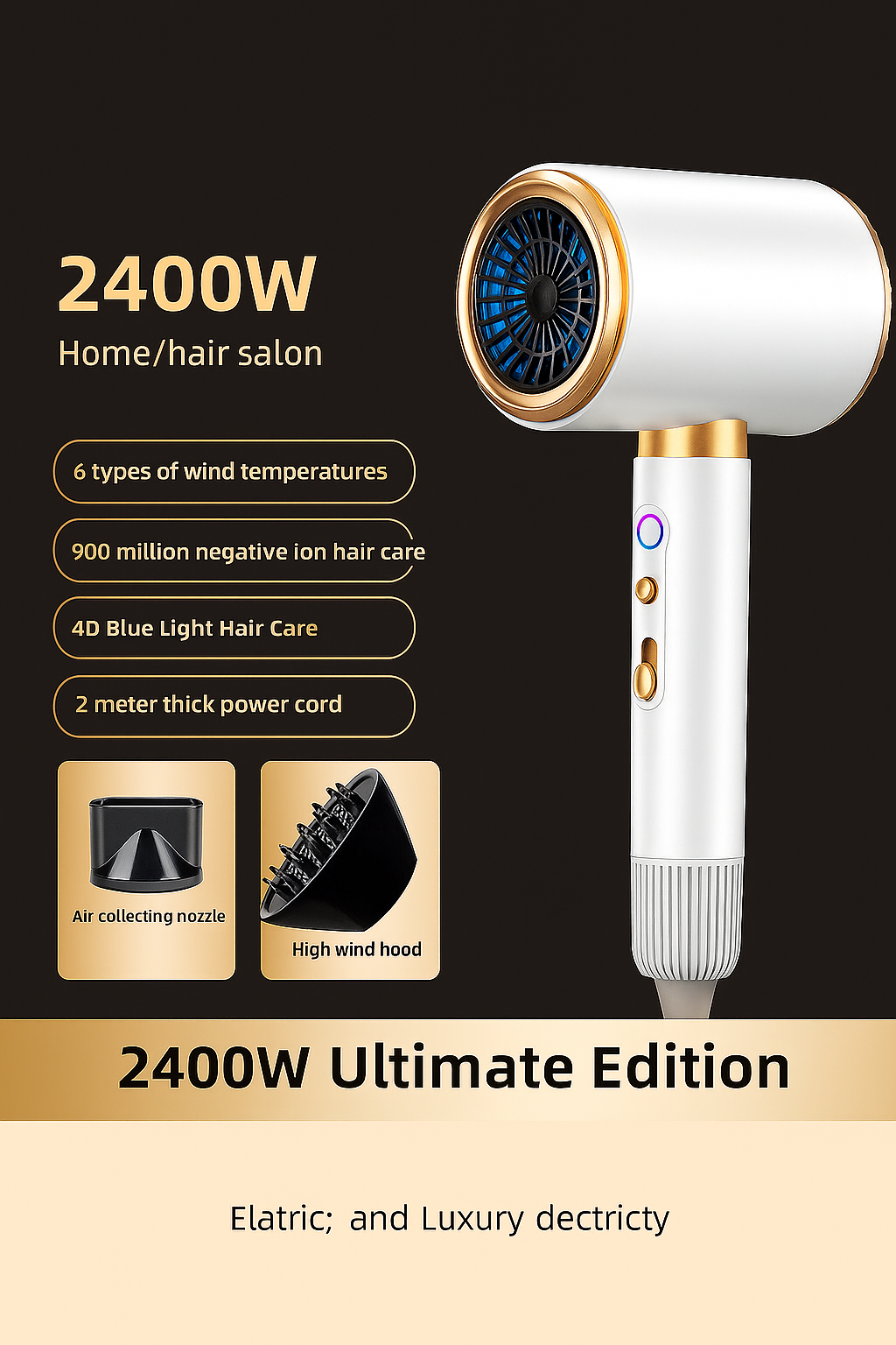 NovaSteam™ Ionic Hair Dryer – 2400W / 800W / LED Edition – Fast Drying, Foldable & Powerful for Salon & Home